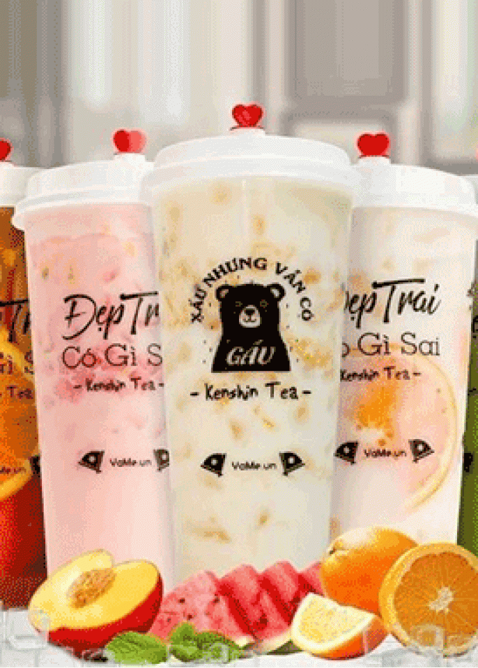 In ly trà sữa nút trái tim