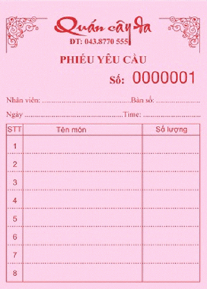 In phiếu yêu cầu