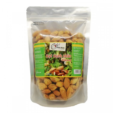 Hạnh Nhân Mỹ Rang Bơ Smile Nuts Túi 500g
