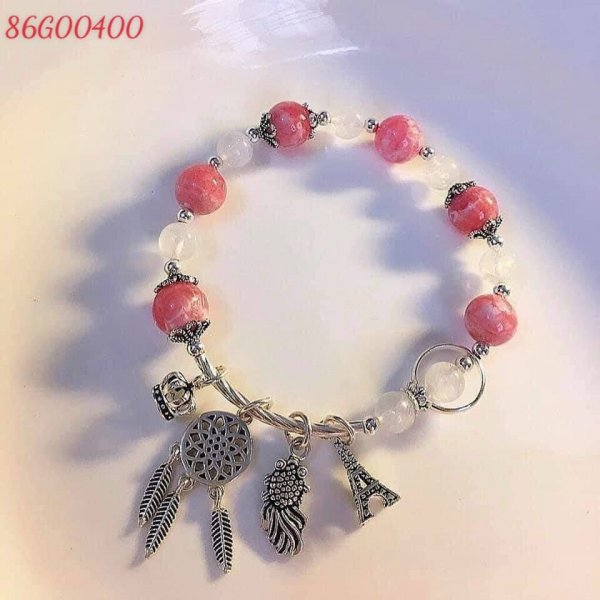 Đá hoa đào mix đá mặt trăng Hỏa và mệnh Thổ