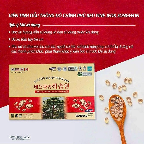 Tinh dầu thông đỏ chính phủ Red Pine Jeok Song Won 180 viên