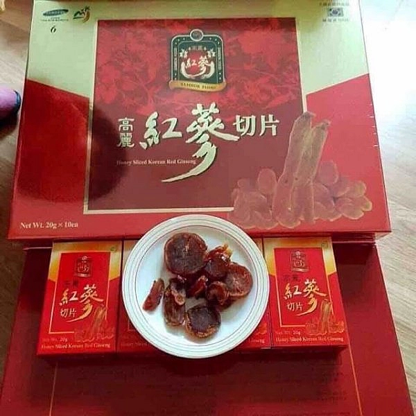 Sâm tẩm mật ong thái lát hộp giấy 200g