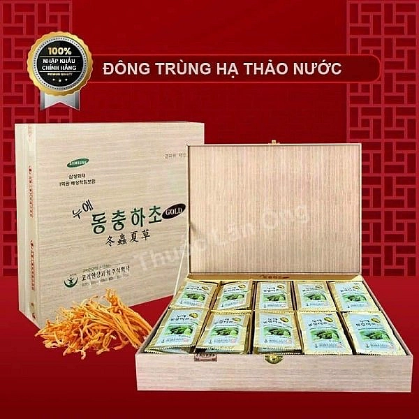 Đông Trùng Hạ Thảo Samsung Hàn Quốc hộp gỗ trắng 60 gói x 30ml