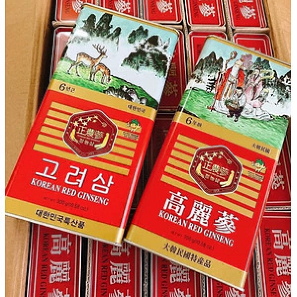 Hồng Sâm Củ Khô Hộp Thiếc Insam Korean Red Ginseng Hàn Quốc 300gr