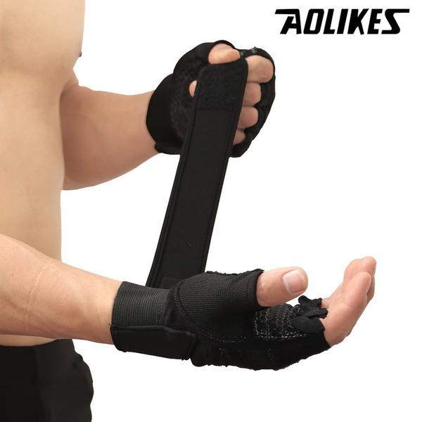 Găng tay tập gym chống trượt, bảo vệ cổ tay AOLIKES-109