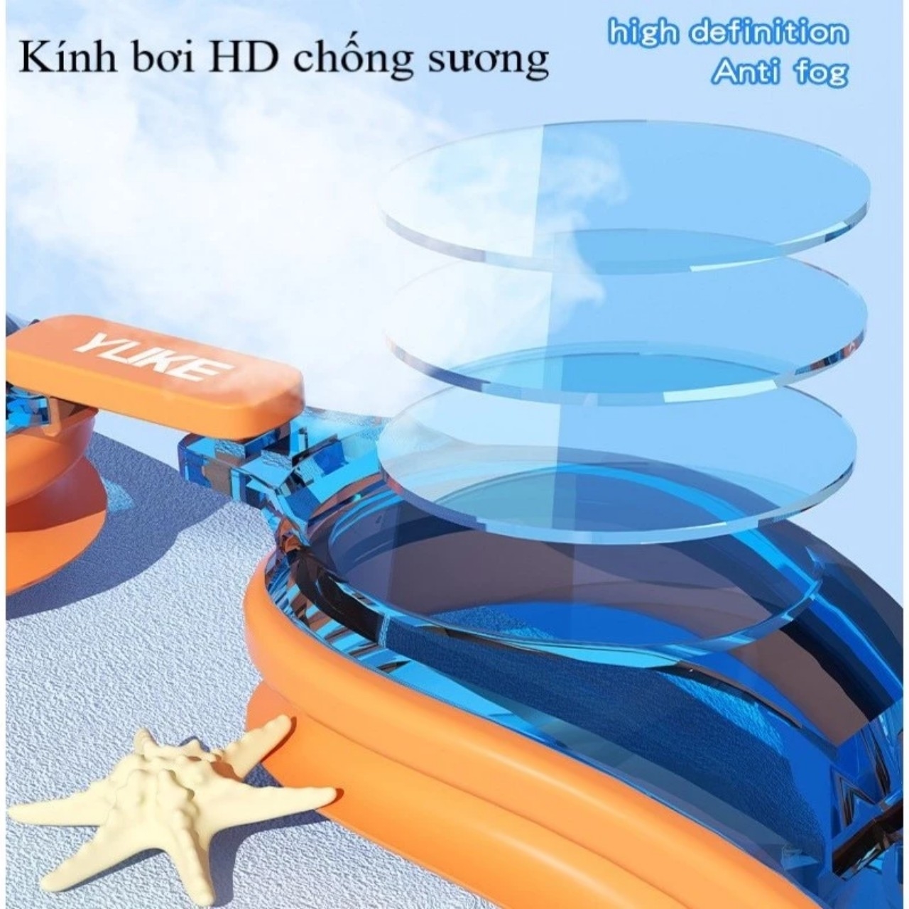 Kính bơi trẻ em YUKE SC22 kính HD/ chống sương/ chống nước/ nhập khẩu chính hãng