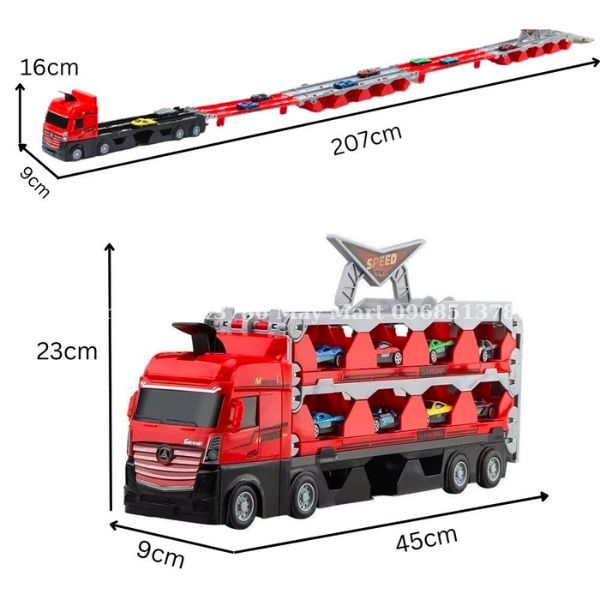 Ô tô đồ chơi xe tải 2 tầng kèm 2-6-8 xe đua nhỏ