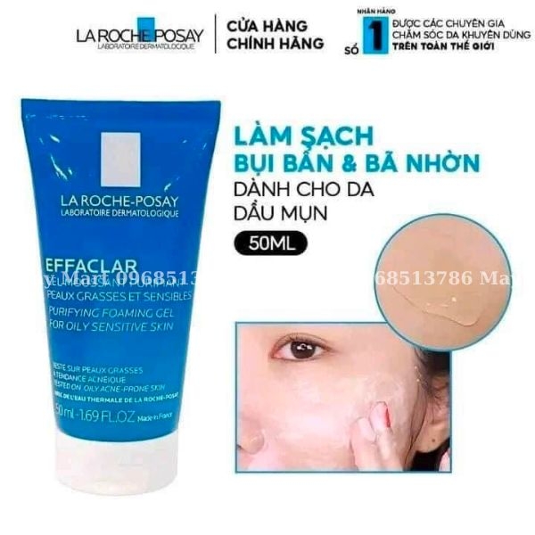 Gel rửa mặt tạo bọt La Roche-Posay Effaclar Purifying Foaming Gel For Oily Sensitive Skin cho da dầu nhạy cảm (50ml)