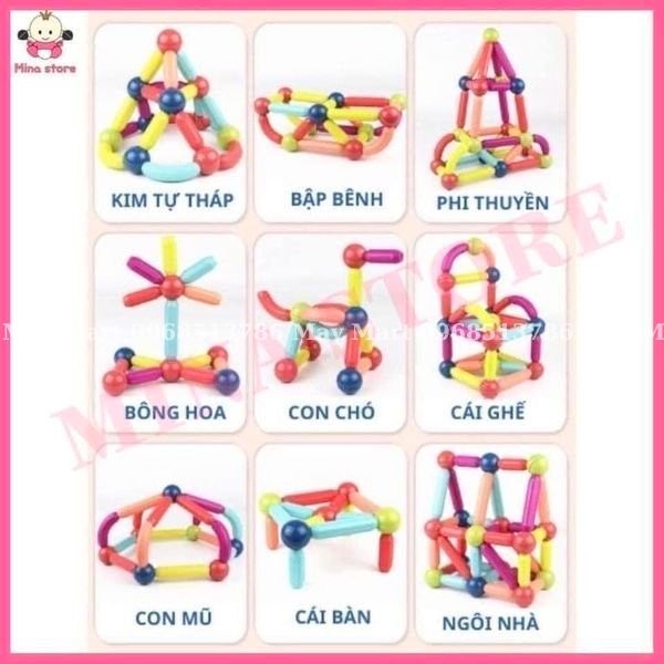 Bộ Xếp Hình Nam Châm Đồ Chơi Nam Châm Ghép Hình Montessori Sáng Tạo 64 Chi Tiết Cho Bé Phát Triển Tư Duy