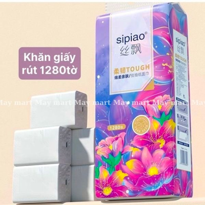 THÙNG KHĂN GIẤY RÚT SIPIAO HỒNG 1160 TỜ GỒM 4 BỊCH TREO TƯỜNG CỠ LỚN TIỆN DỤNG.