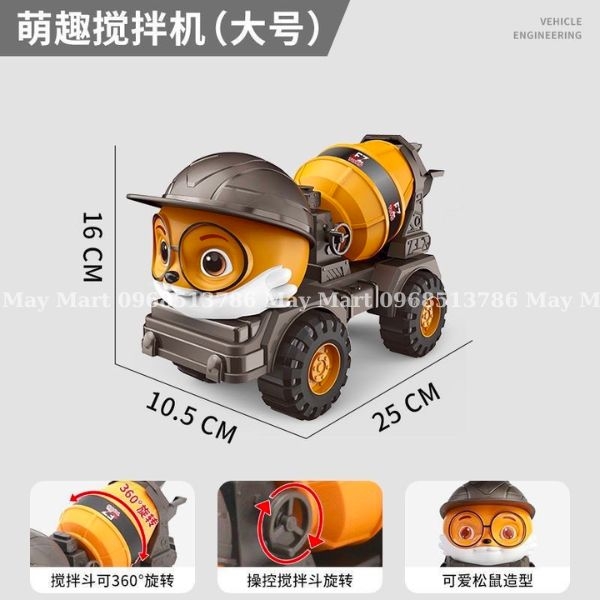 Xe Đồ Chơi- Ô tô đồ chơi, bộ xe công trình mô hình nhân vật sóc cấu trúc hoạt động như xe thật đồ chơi cho bé