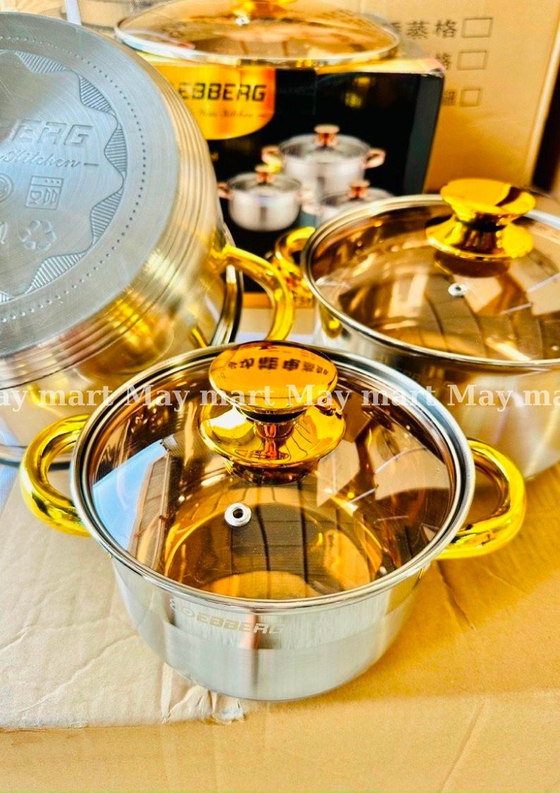 BỘ 3 NỒI INOX 3 ĐÁY EBBERG EB-8003