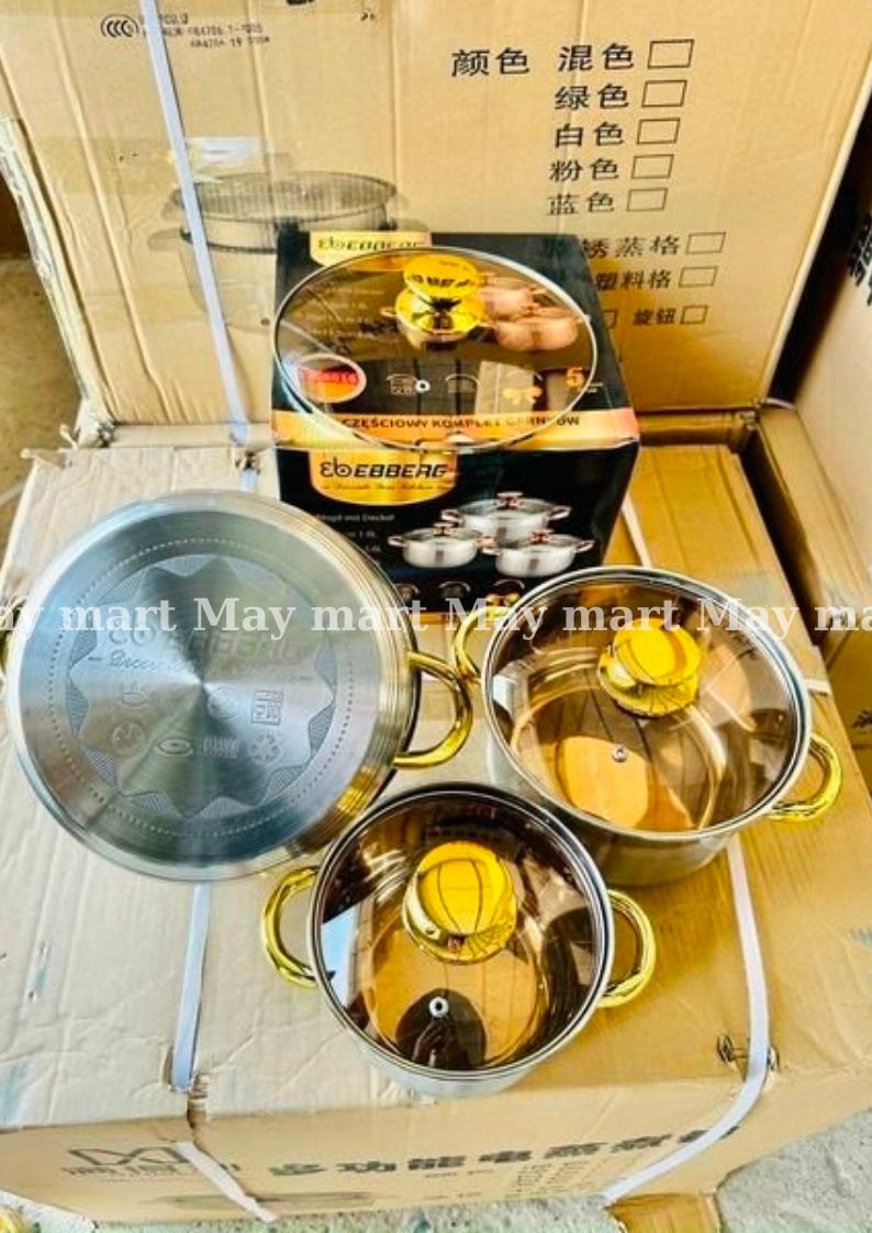 BỘ 3 NỒI INOX 3 ĐÁY EBBERG EB-8003