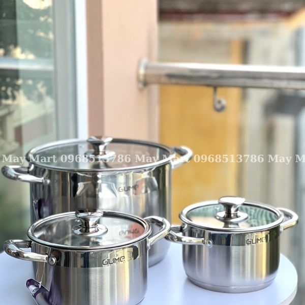 Bộ nồi inox 3 món 5 đáy GUME GMP19 (18-20-28cm)