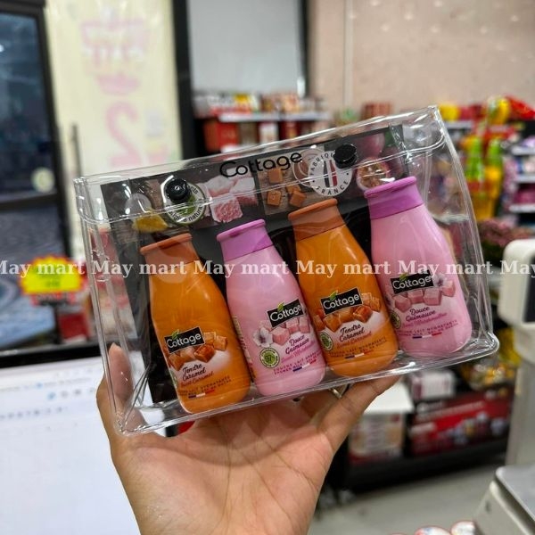 Set 4 chai sữa tắm cottage Pháp 50ml x 4 bản
