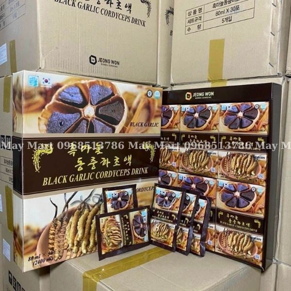 Nước Tỏi Đen Đông Trùng Hạ Thảo Hàn Quốc Black Garlic Cordyceps Drink – Hộp 30 gói