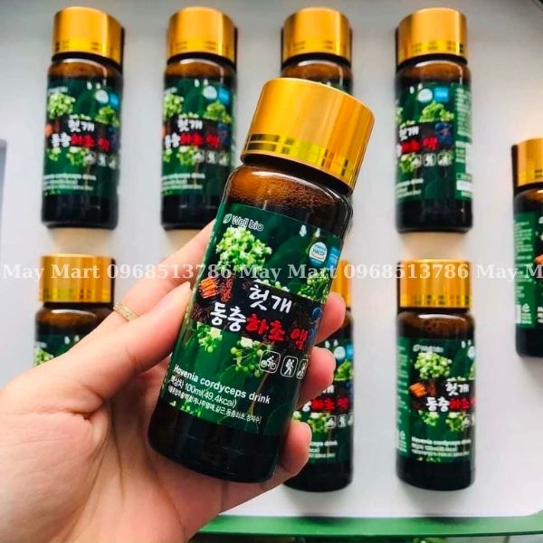 Nước bổ gan đông trùng hạ thảo Well Bio Hộp 10 chai * 100ml (Korean Hovenia Cordyceps Drink)