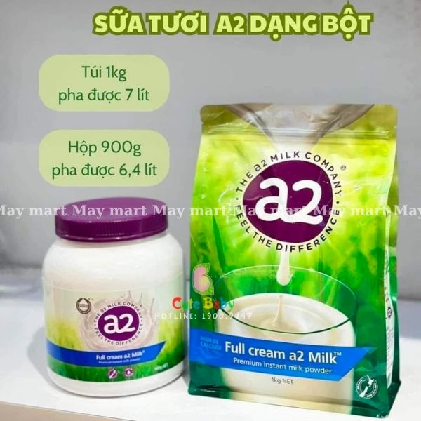 Sữa bột nguyên kem Full cream milk A2 Úc dạng hộp - 900g