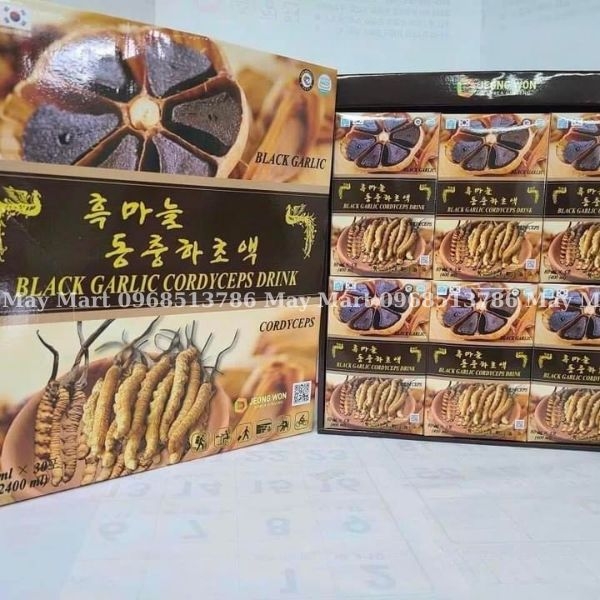 Nước Tỏi Đen Đông Trùng Hạ Thảo Hàn Quốc Black Garlic Cordyceps Drink – Hộp 30 gói