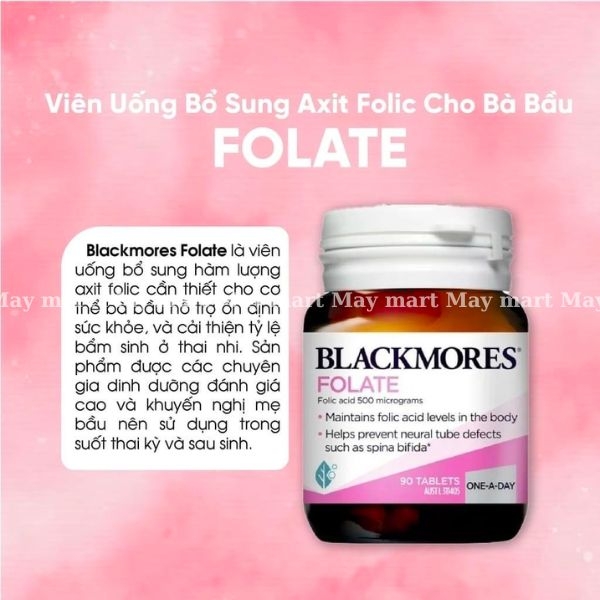 Bổ sung axit Folic Blackmores Folate 500mcg 90 viên - Chống dị tật thai nhi