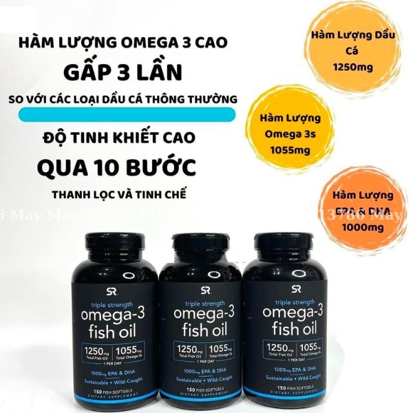 Dầu cá SR Triple Strength Omega-3 Fish Oil 150 viên của Mỹ