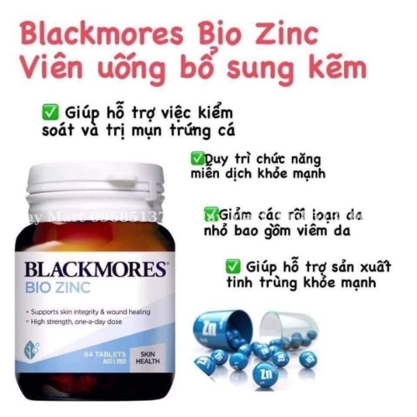 VIÊN UỐNG BỔ SUNG KẼM BLACKMORES BIO ZINC HỘP 84 VIÊN