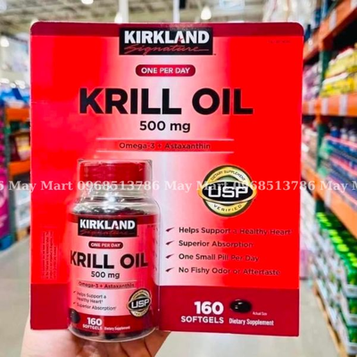 Dầu nhuyễn thể Kirkland Krill Oil 500mg 160 viên của Mỹ