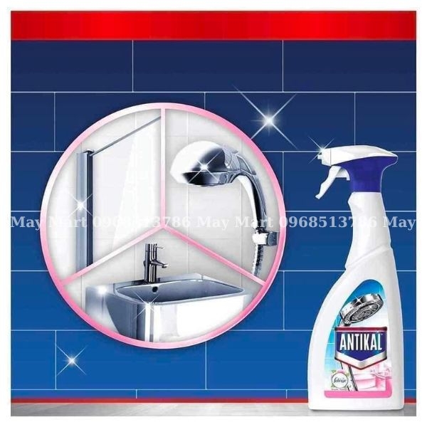 XỊT TẨY CẶN CANXI VÁCH KÍNH SEN VÒI ĐA NĂNG ANTIKAL HƯƠNG HOA - CHAI 700 ML