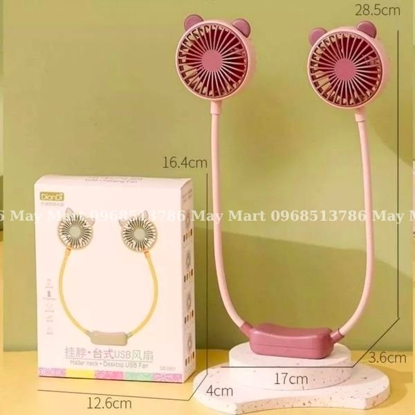 Quạt đeo cổ làm mát thông minh 360 độ - Quạt treo cổ tích điện 3 chế độ pin 4000mAh sạc USB tiện lợi