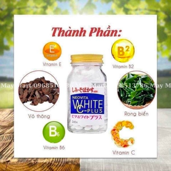 VIÊN UỐNG TRẮNG DA TRỊ THÂM SẠM, NÁM TÀN NHANG Vita White Neovita White C-Plus Nhật Bản.