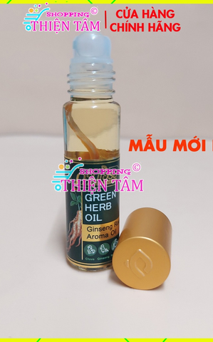 (Mẫu mới ) Dầu Lăn Ngâm Thảo Dược Nhân Sâm Ginseng Green Herb Oil 8ml Thái Lan