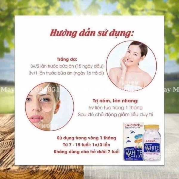 VIÊN UỐNG TRẮNG DA TRỊ THÂM SẠM, NÁM TÀN NHANG Vita White Neovita White C-Plus Nhật Bản.