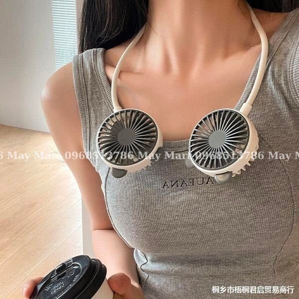 Quạt đeo cổ làm mát thông minh 360 độ - Quạt treo cổ tích điện 3 chế độ pin 4000mAh sạc USB tiện lợi