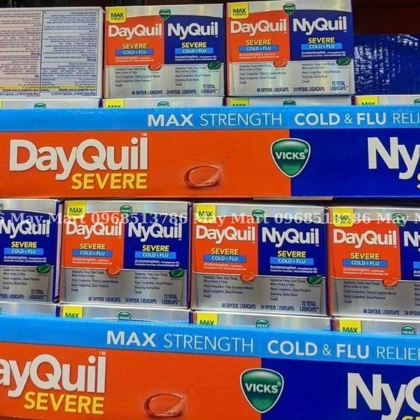 Viên uống giảm ho và cảm cúm Vicks DayQuil & NyQuil Severe Cold & Flu 48 Liquicaps
