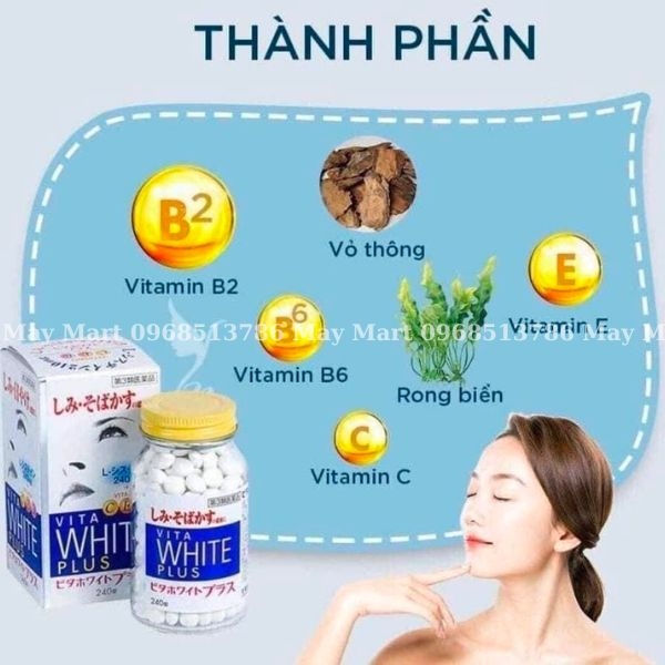 VIÊN UỐNG TRẮNG DA TRỊ THÂM SẠM, NÁM TÀN NHANG Vita White Neovita White C-Plus Nhật Bản.