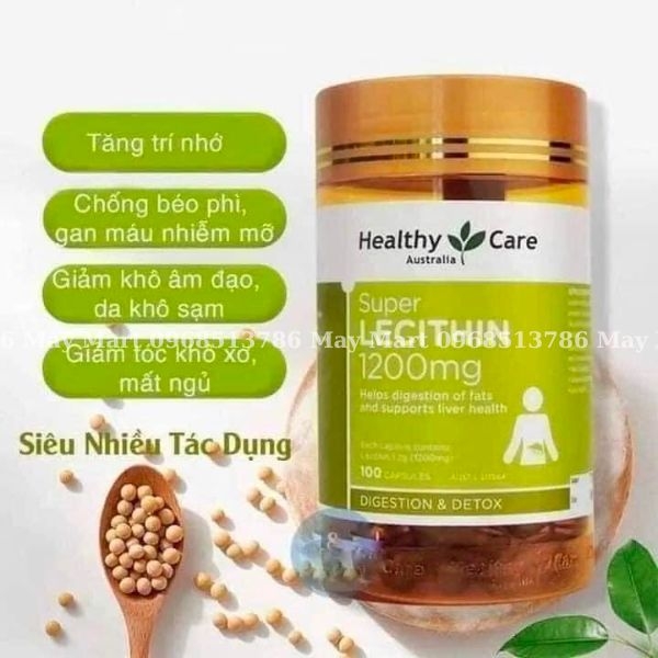 Tinh chất MẦM ĐẬU NÀNH Healthy Care Super Lecithin 1200mg- 100 viên