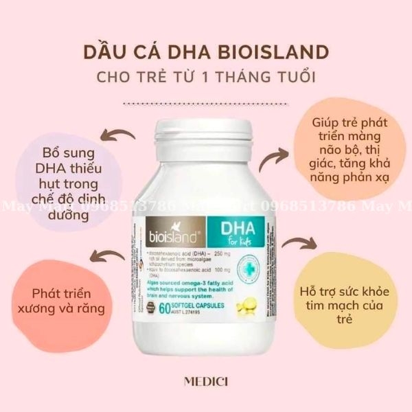 Viên uống Bổ sung DHA cho bé Bio Island DHA Kids 60 viên