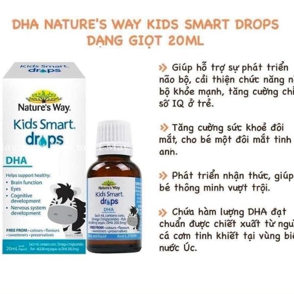 Nature's Way Kids Smart Drops DHA cho bé hỗ trợ phát triển não bộ, thị lực