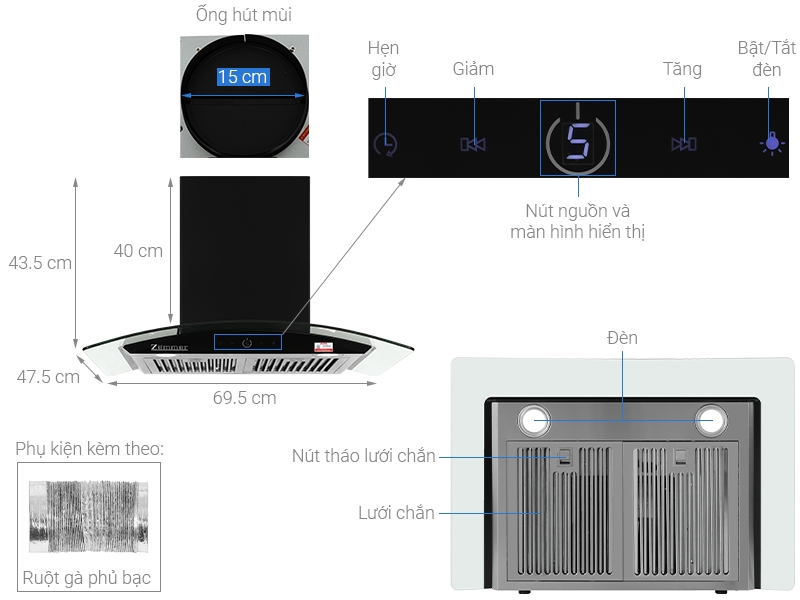 Máy hút mùi ZEMMER HSMT 700 ECO