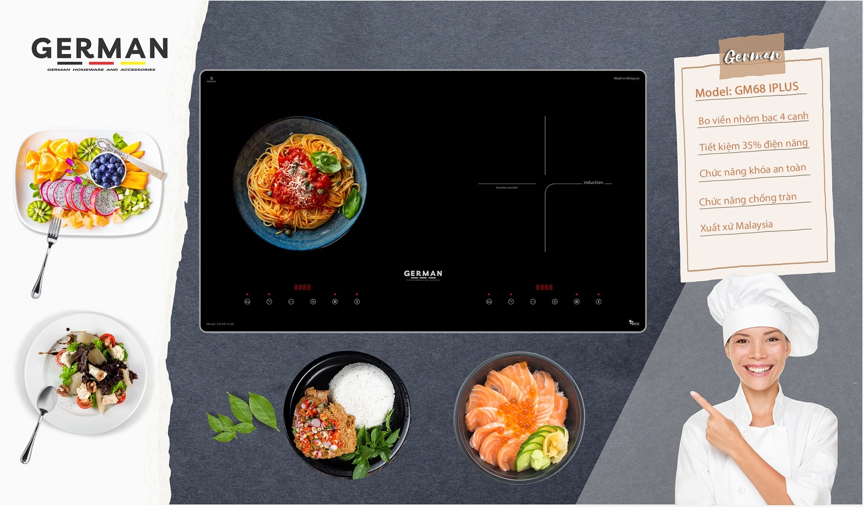Bếp Từ Đôi German GM 68iPlus