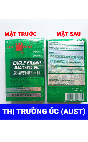 Thị trường Úc Dầu gió xanh Con Ó Eagle Brand Medicated Oil giảm nhức đầu, cảm cúm, đau lưng, viêm khớp