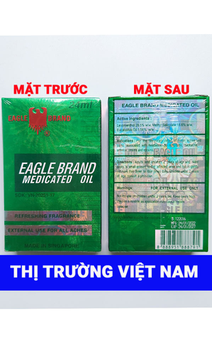 Thị trường việt nam Dầu gió xanh Con Ó Eagle Brand Medicated Oil giảm nhức đầu, cảm cúm, đau lưng, viêm khớp