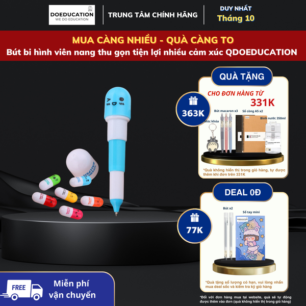 Bút bi hình viên nang thu gọn tiện lợi nhiều cảm xúc QDOEDUCATION | Quang Trọng center