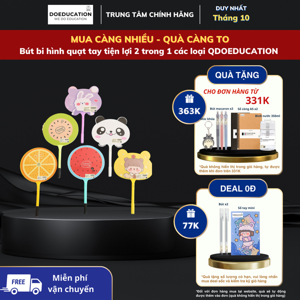 Bút bi hình quạt tay tiện lợi 2 trong 1 các loại QDOEDUCATION | Quang Trọng center