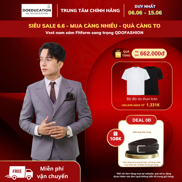 Vest nam xám Fitform sang trọng QDOFASHION